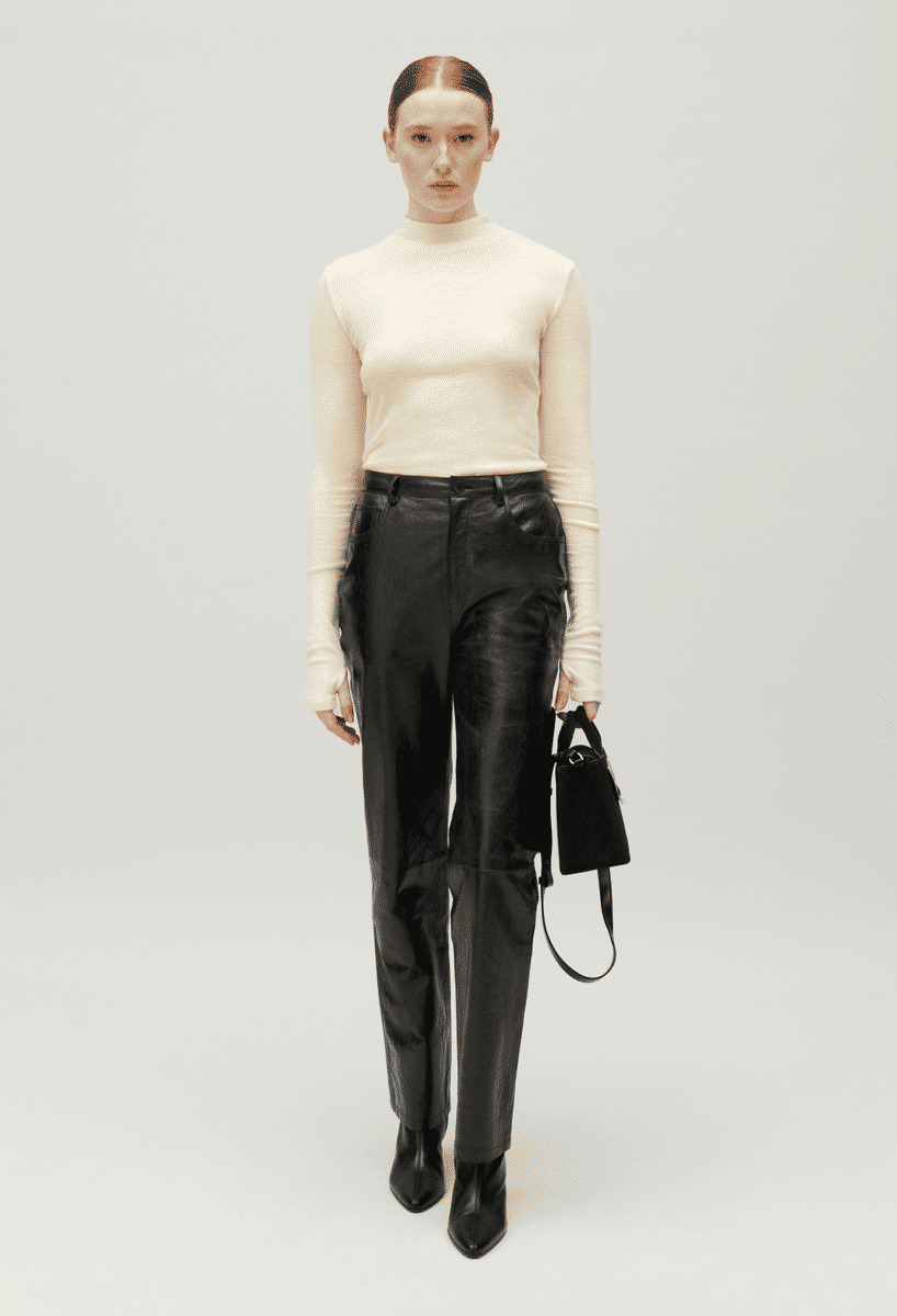 Top col montant laine