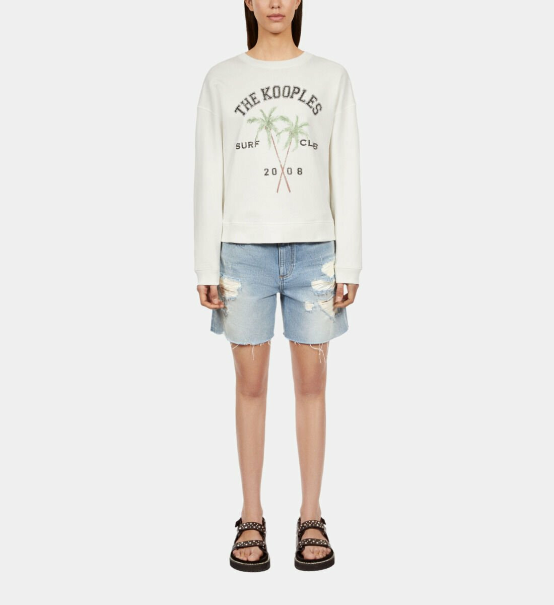 Sweatshirt Écru Avec Sérigraphie Surf Club Femme