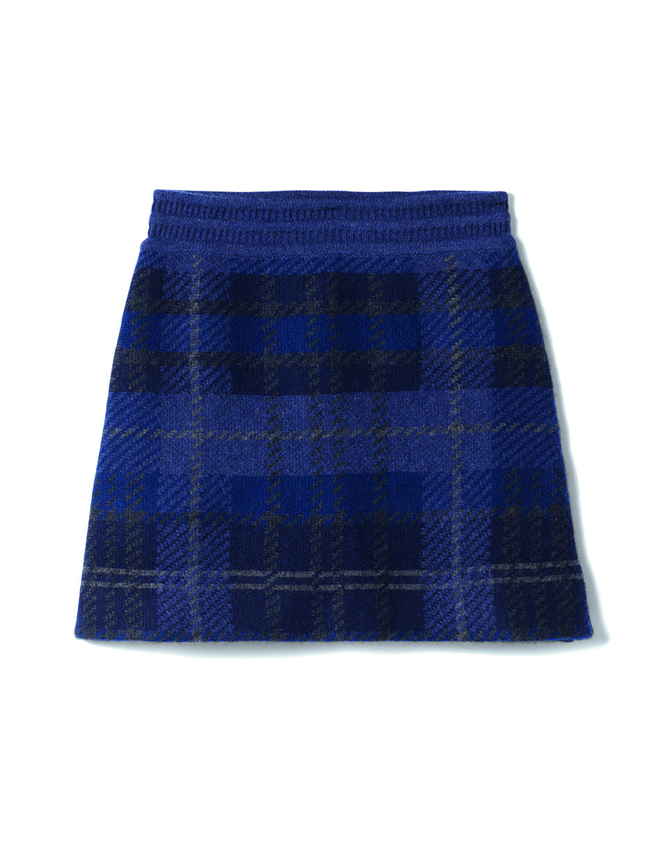 Mini jupe jacquard tartan - Femme - MARINE