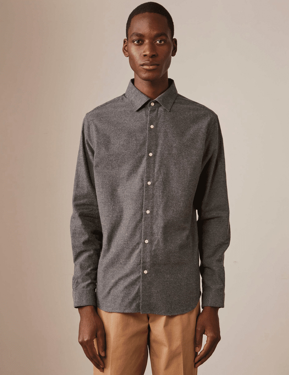 Chemise auguste en coton cachemire gris