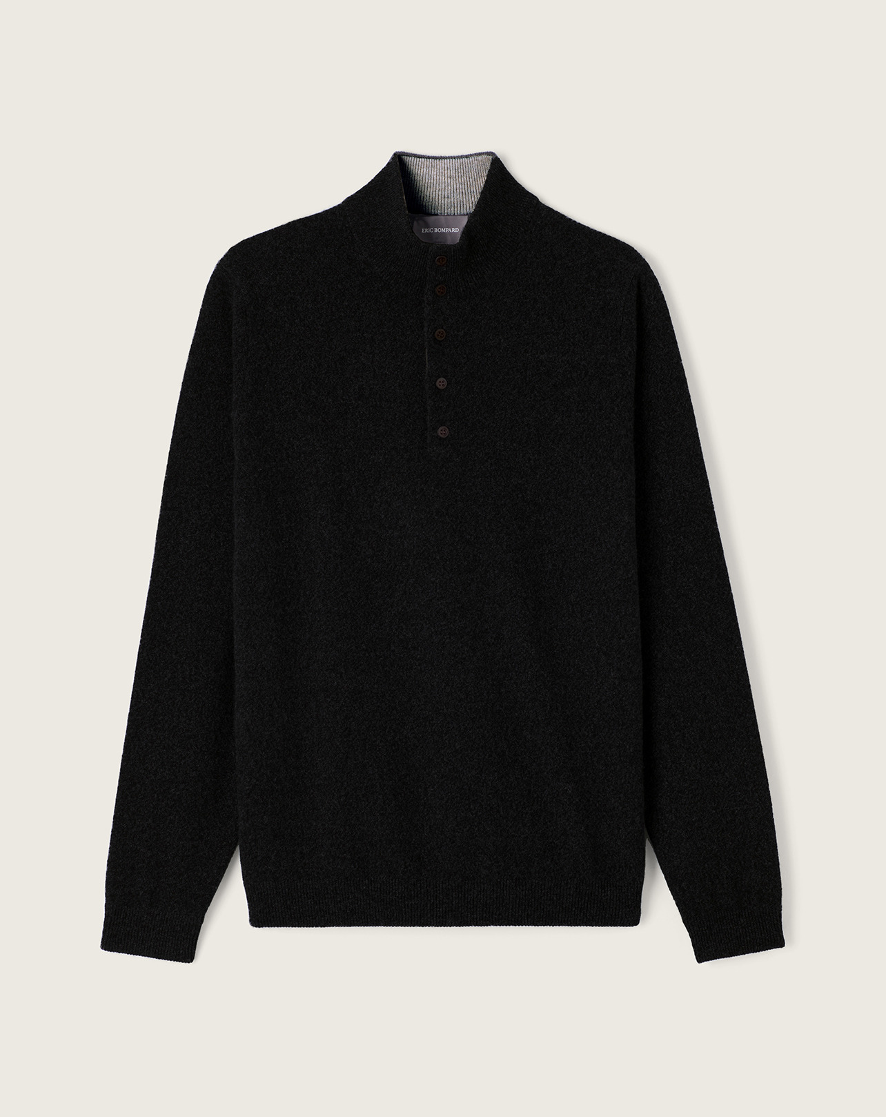 Pull col montant bicolore - Homme - NOIR/FLANELLE