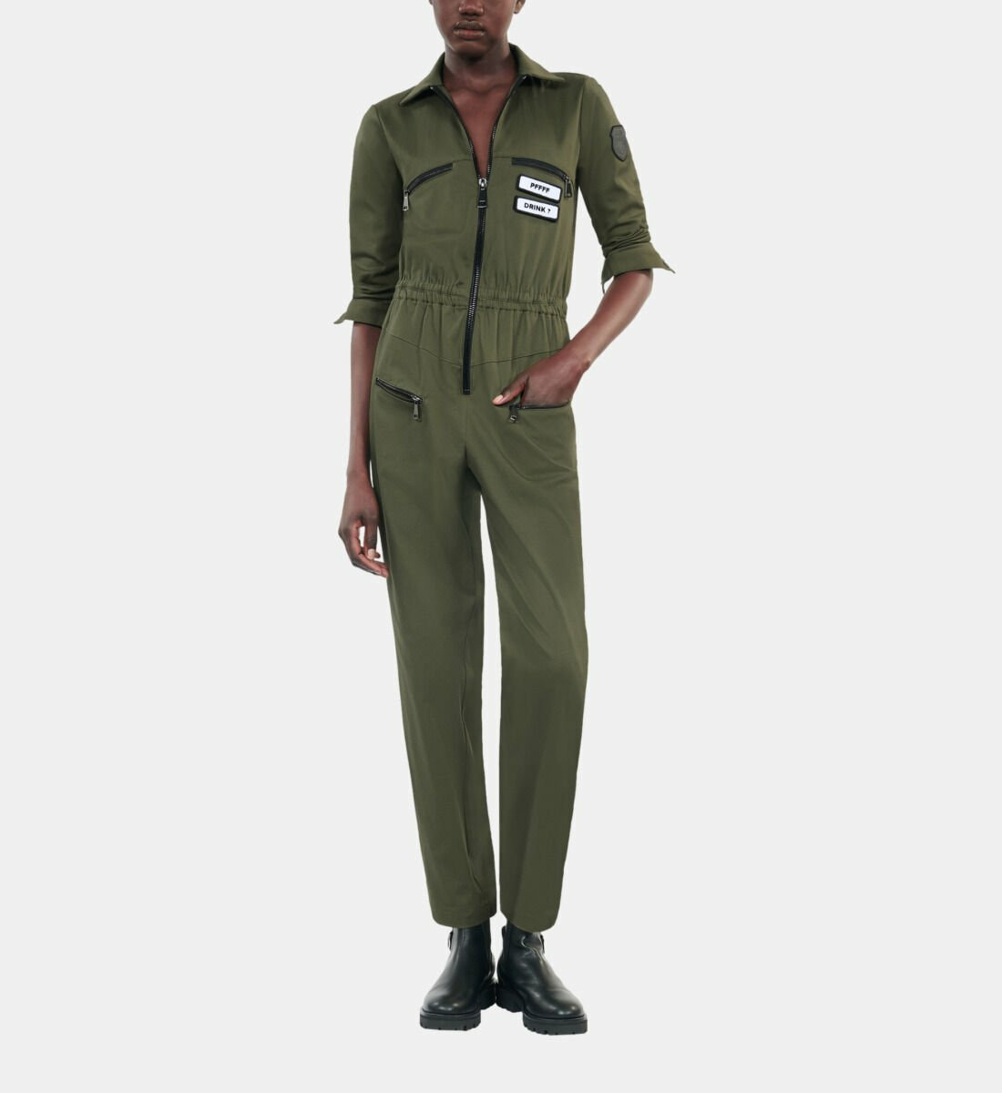 Combinaison The Kooples X Carolina Ritzler Kaki En Coton Femme