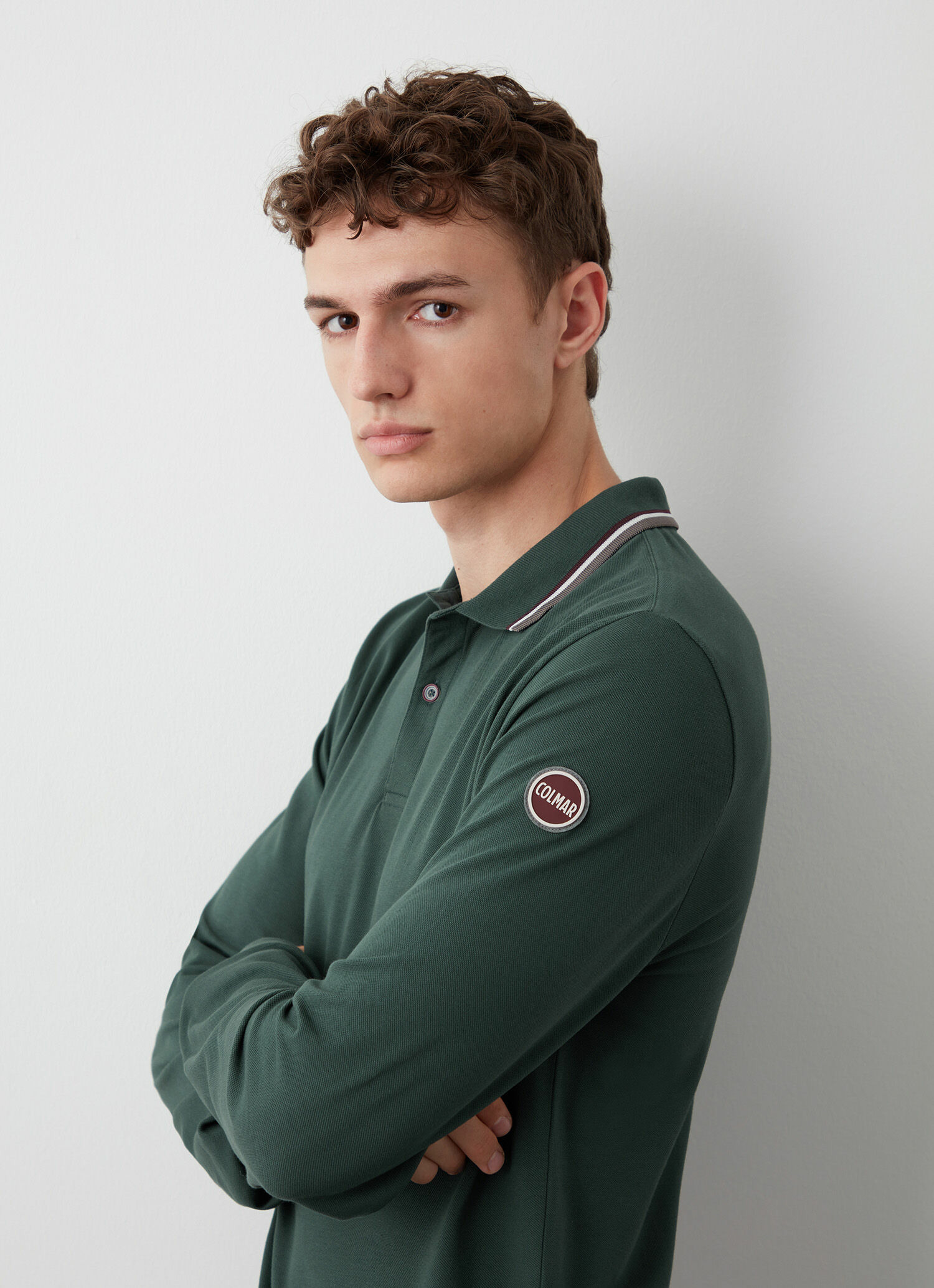 Polo à manches longues en piqué extensible