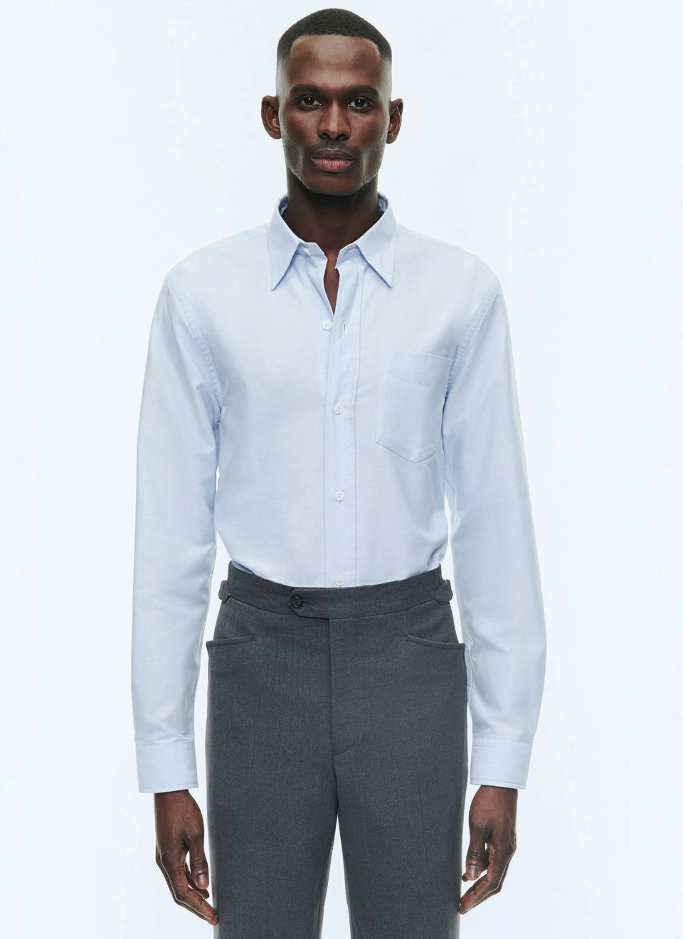Chemise à col hirondelle en coton Oxford