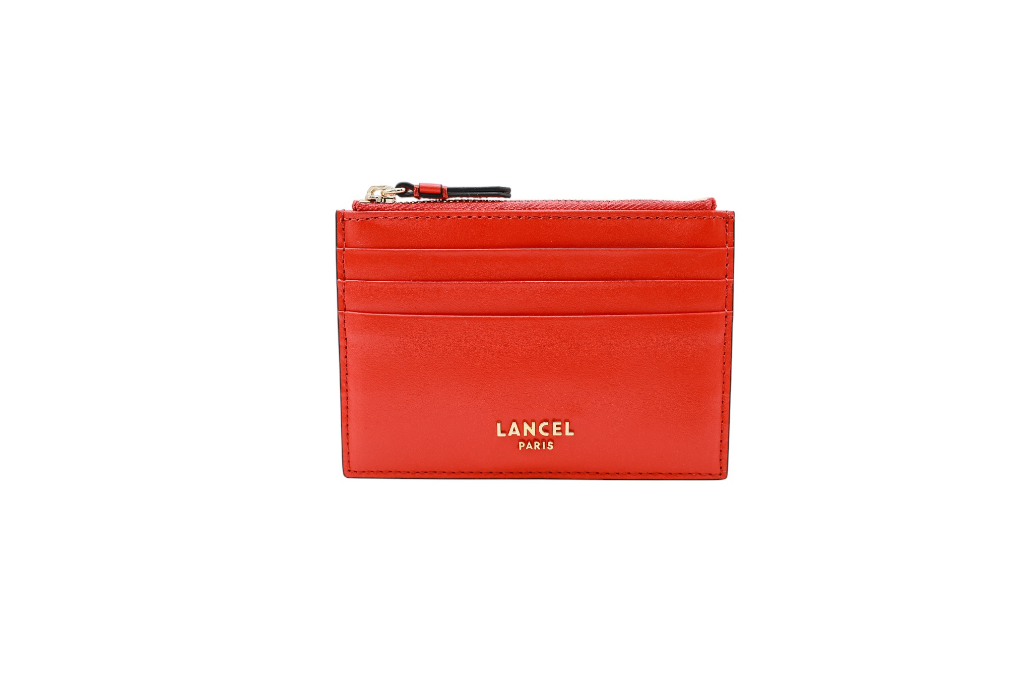Lettrine De Lancel - Porte Carte Zip - Rouge Poppy