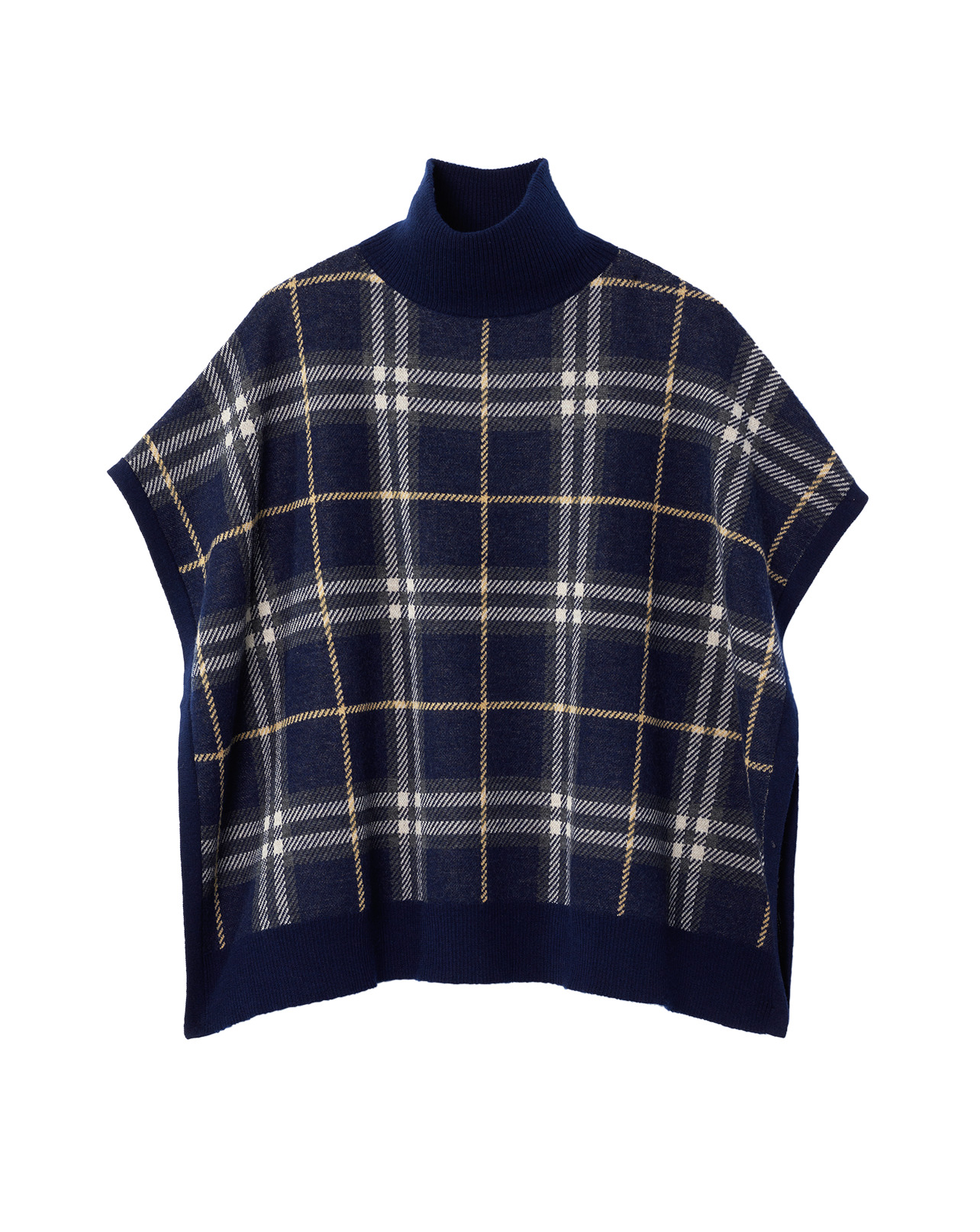 Poncho col roulé tartan - Accessoire - MARINE