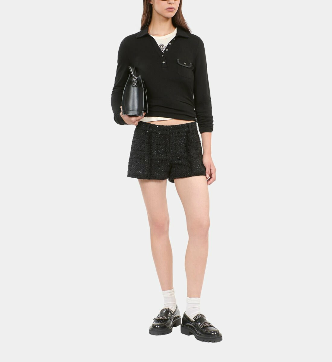 Polo Manches Longues Noir Femme