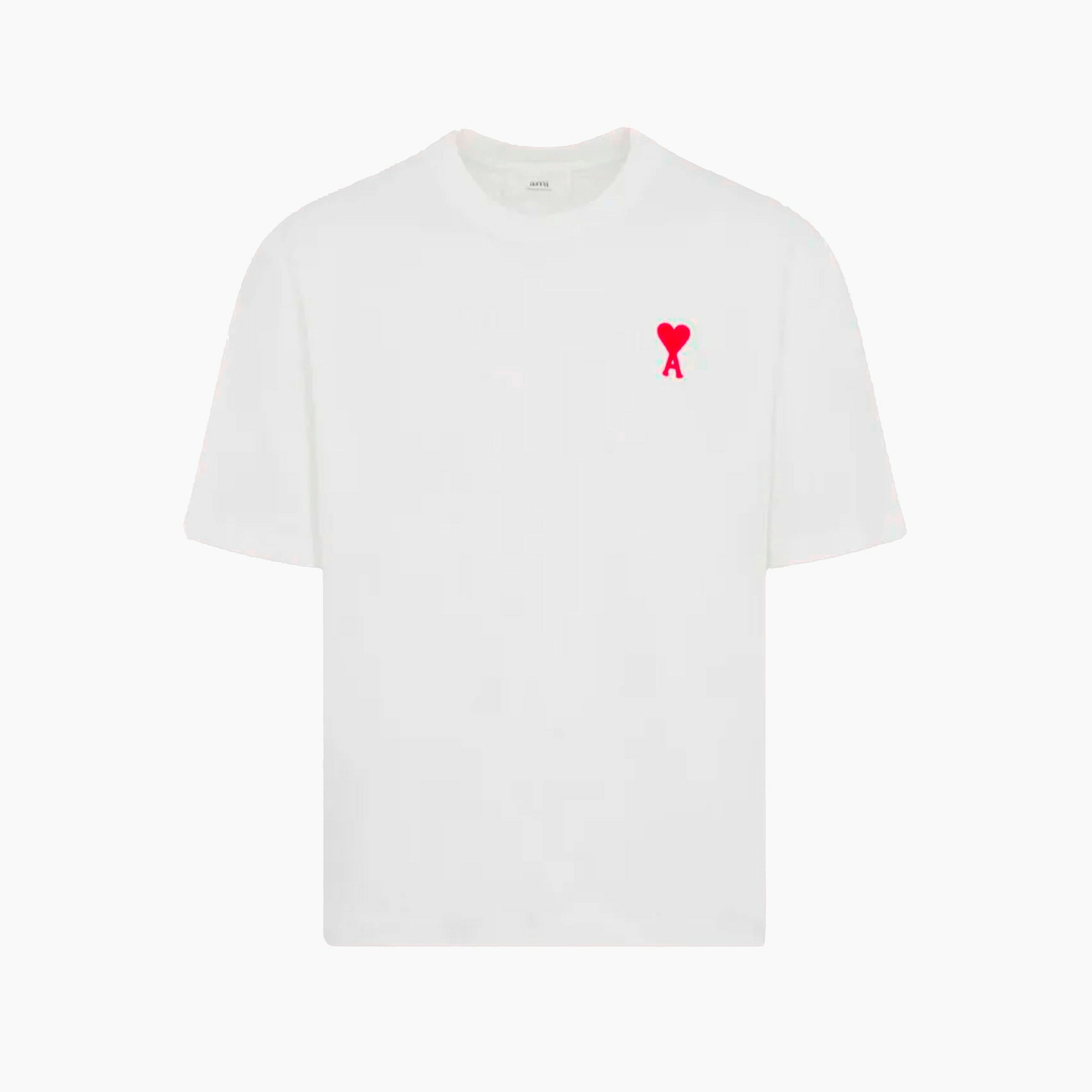 Ami Paris T-shirt Blanc Ami de Coeur Rouge