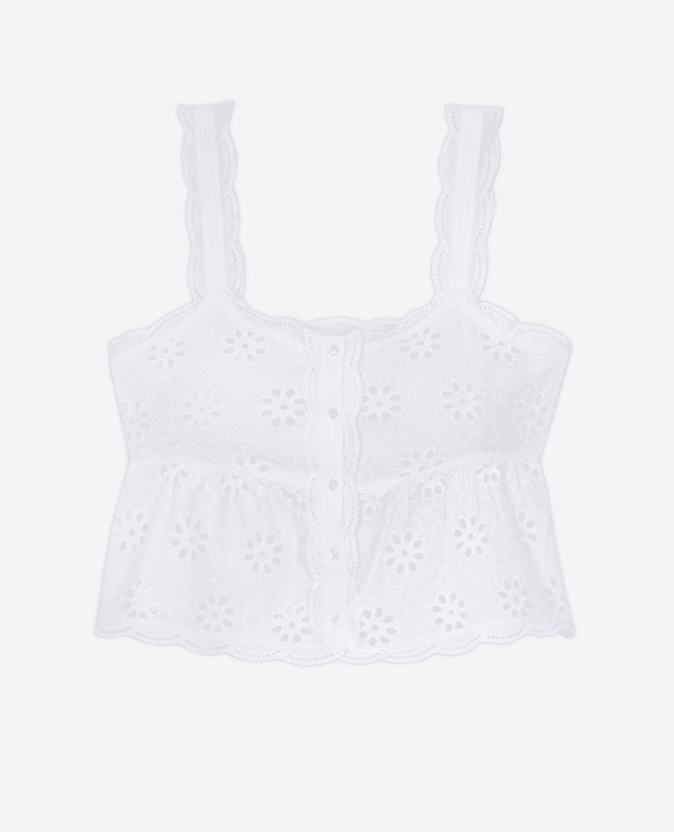 Top Sans Manches Boutonne Devant Femme