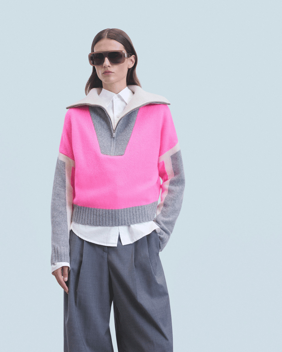 Pull Col Camionneur Tricolore