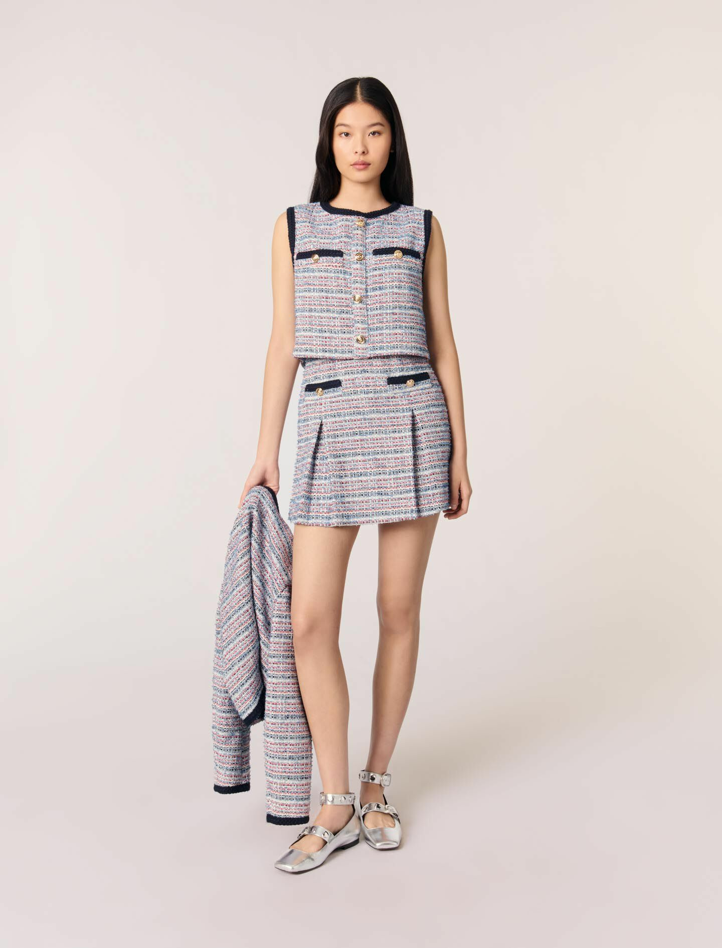 Robe courte 2-en 1 en tweed