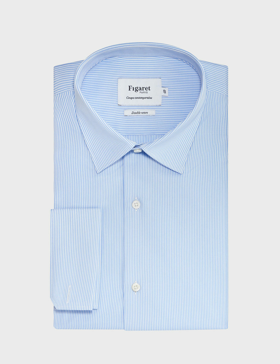 Chemise Semi-ajustée rayée bleue