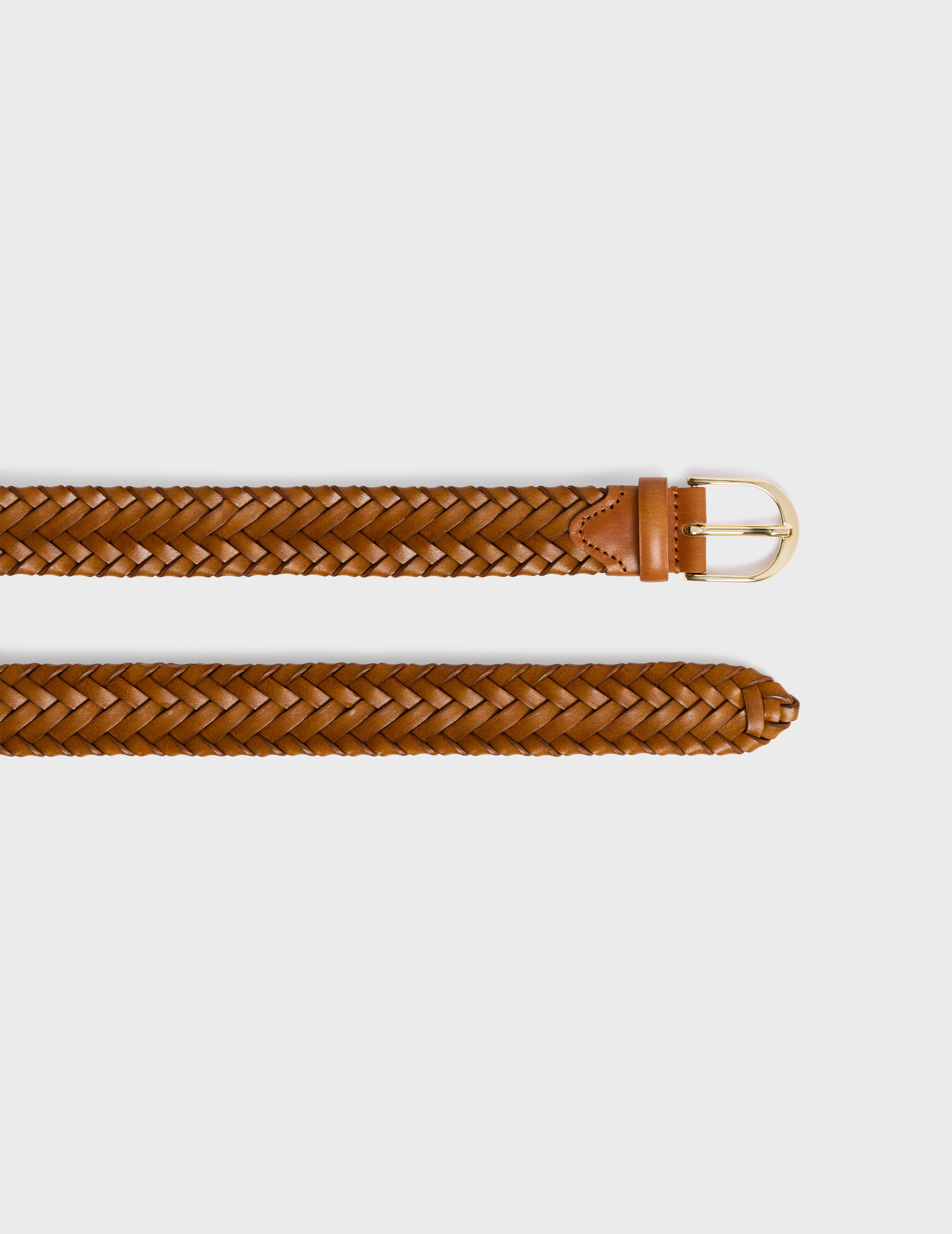 Ceinture femme en cuir tressé à la main marron