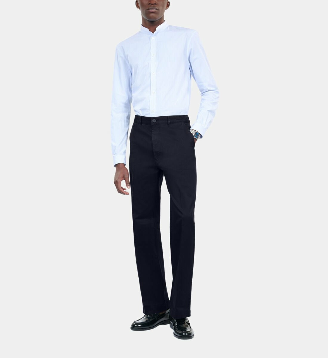 Pantalon Large En Coton Bleu Marine Homme
