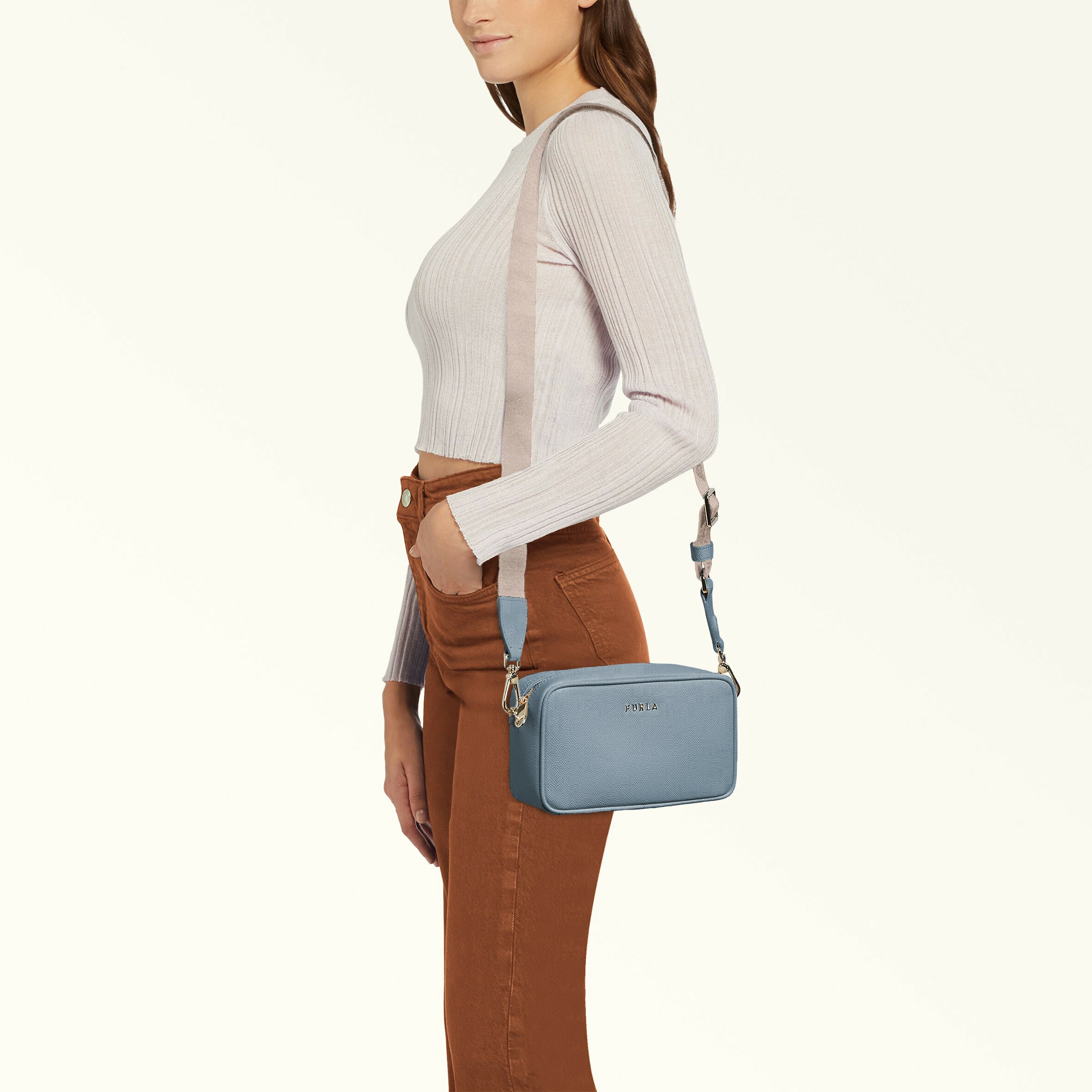 CLASSIC XL CROSSBODY POUCH 1 ZIP - VITELLO ANDROMEDA+NASTRO LOGATO TRI