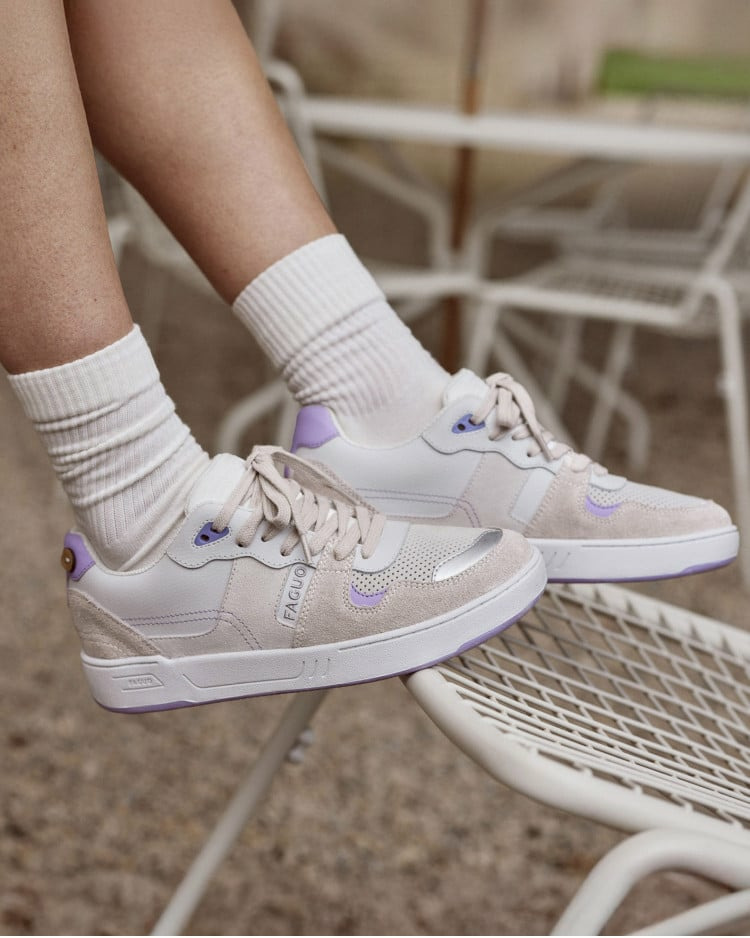 Baskets basses blanches & violet clair