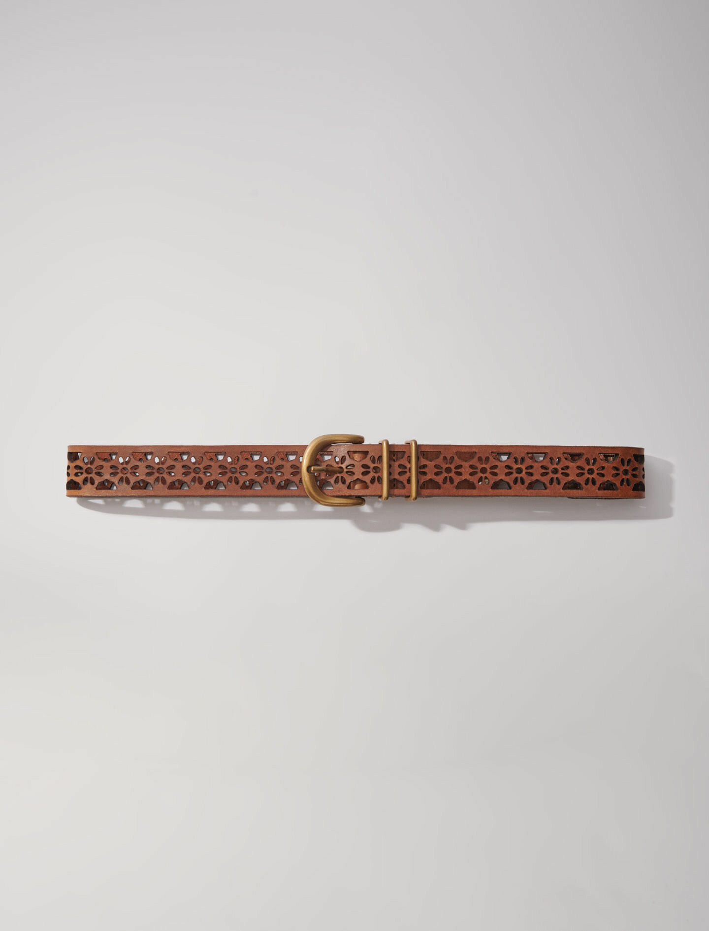 Ceinture en cuir détail fleurs