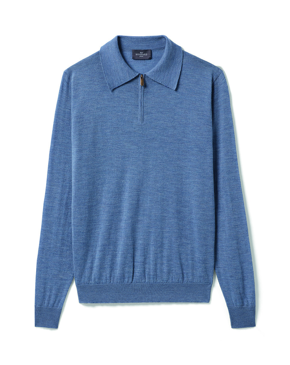 Polo zippé ultrafin - Homme - BLEU MONTAGNE