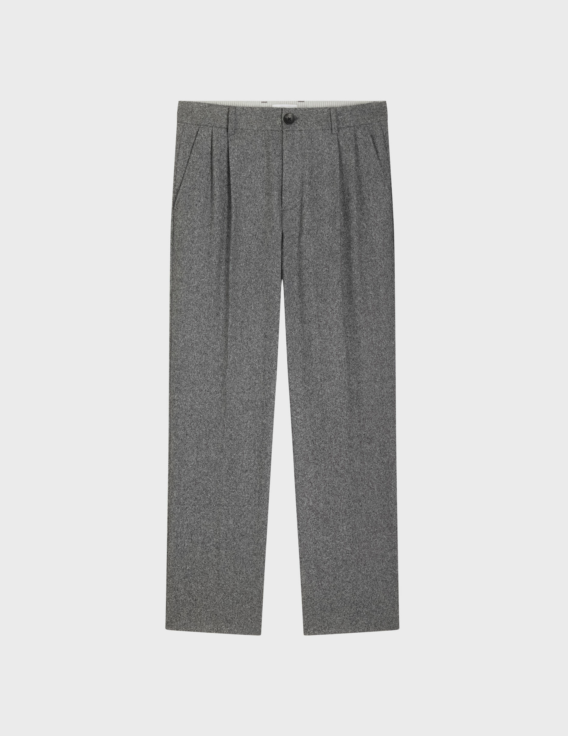 Chino driss en toile de laine mélangé unie gris