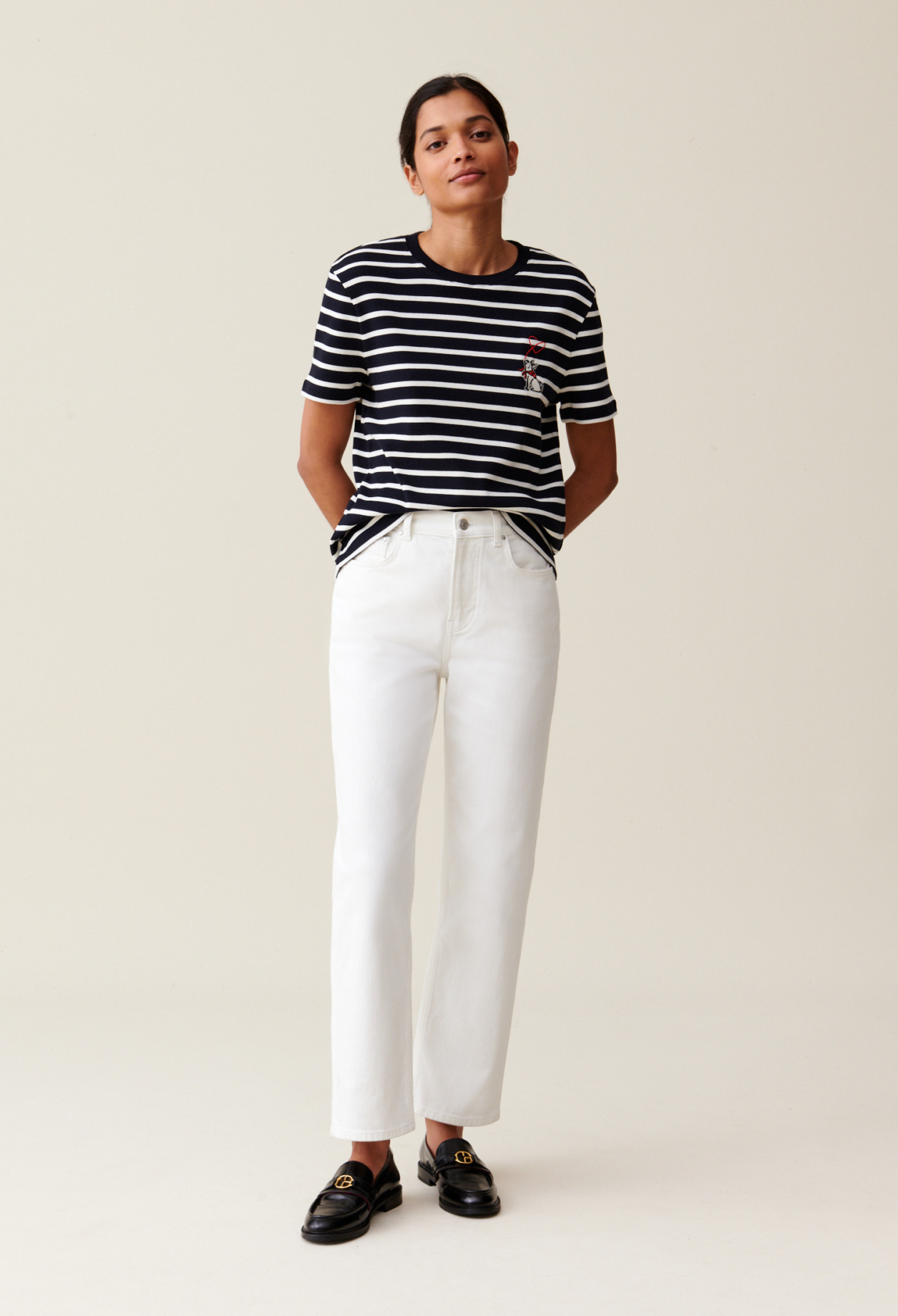 T-shirt marinière broderie Jean Toto