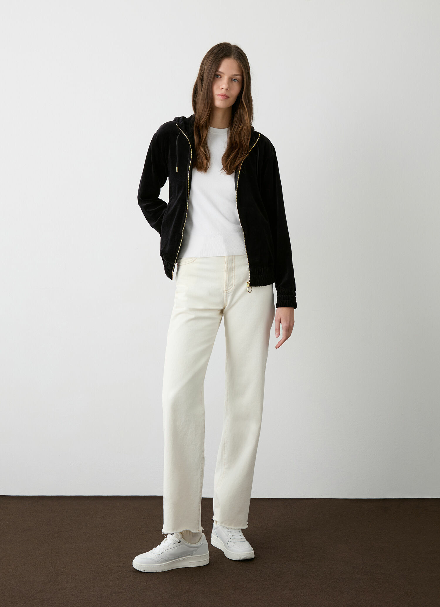 Sweat en velours à zip