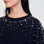 T-shirt noué à strass