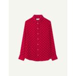 Chemise Marion en crêpe de soie rouge à pois