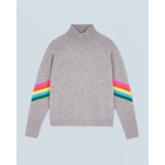 Pull Col Montant Bandes Manches Multicolore Léger