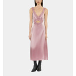 Robe Nuisette Longue Lilas Avec Guipure Femme