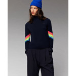 Pull Col Montant Bandes Manches Multico Léger