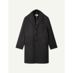 Manteau long Abel à carreaux en laine grise