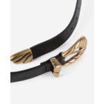 Ceinture Fine À Double Boucle En Cuir Noir