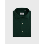 Chemise aristote col italien en flanelle de coton et laine unie vert