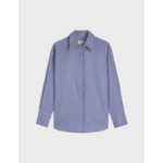 Chemise hillie avec gorge cachée et poignets mousquetaires en popeline rayée marine