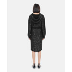 Jupe Mi-Longue À Sequins Noire Femme