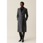 Manteau long ceinture gris