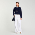 Cardigan à col volanté amovible