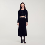 Cardigan court en maille velours strassé