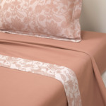 Yves Delorme - Drap plat en satin de coton rose, Perse