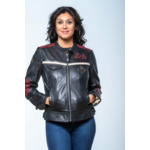 Blouson cuir femme Stacie Orange