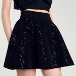 Jupe courte patineuse à paillettes