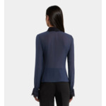 Chemise En Soie Bleu Marine Femme