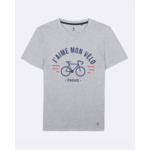 T-shirt col rond gris chiné J'aime mon vélo