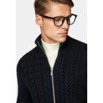 Pull Full Zip Bleu Marine Avec Mélange De Points En Laine Mérinos