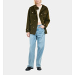 Blouson Style Officier En Laine Mélangée Kaki Femme