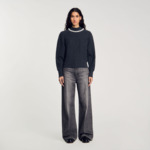 Pull à côtes en laine et cachemire