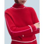 Pull Col Montant Tricolore Maille Perlée