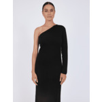 Robe longue asymétrique en cachemire Vicki NOIR