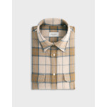 Chemise florian col français avec deux poches en flanelle de coton à carreaux beige