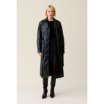 Trench-coat cuir col tailleur
